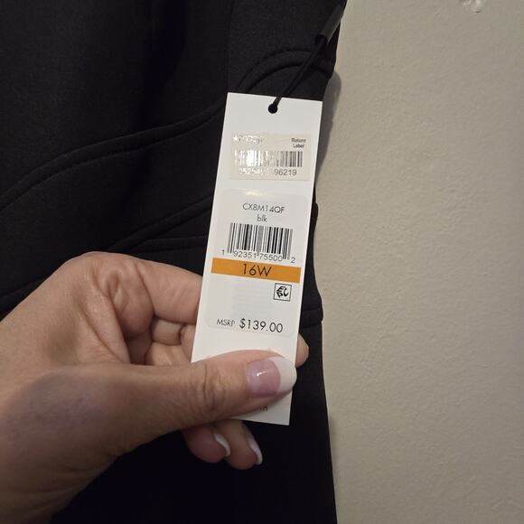 Calvin Klein NWT Fit & Flare Scuba Dress Womens 16W Black $139 Career Business - Picture 9 of 16